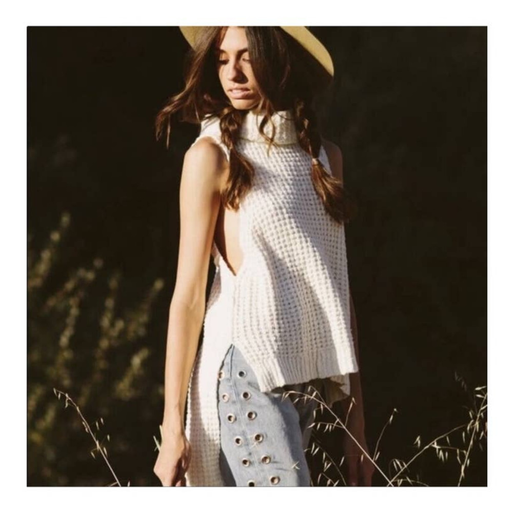 NWT free people ivory sky scraper pull over high low knitted vest - Picture 9 of 9